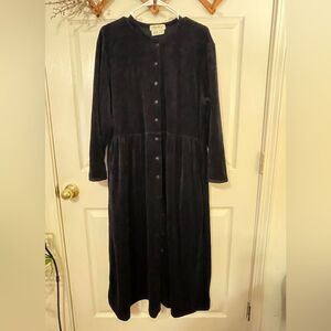 Vtg 90s Eddie Bauer Swing Maxi Dress Size M~black~Long Sleeve Full Button